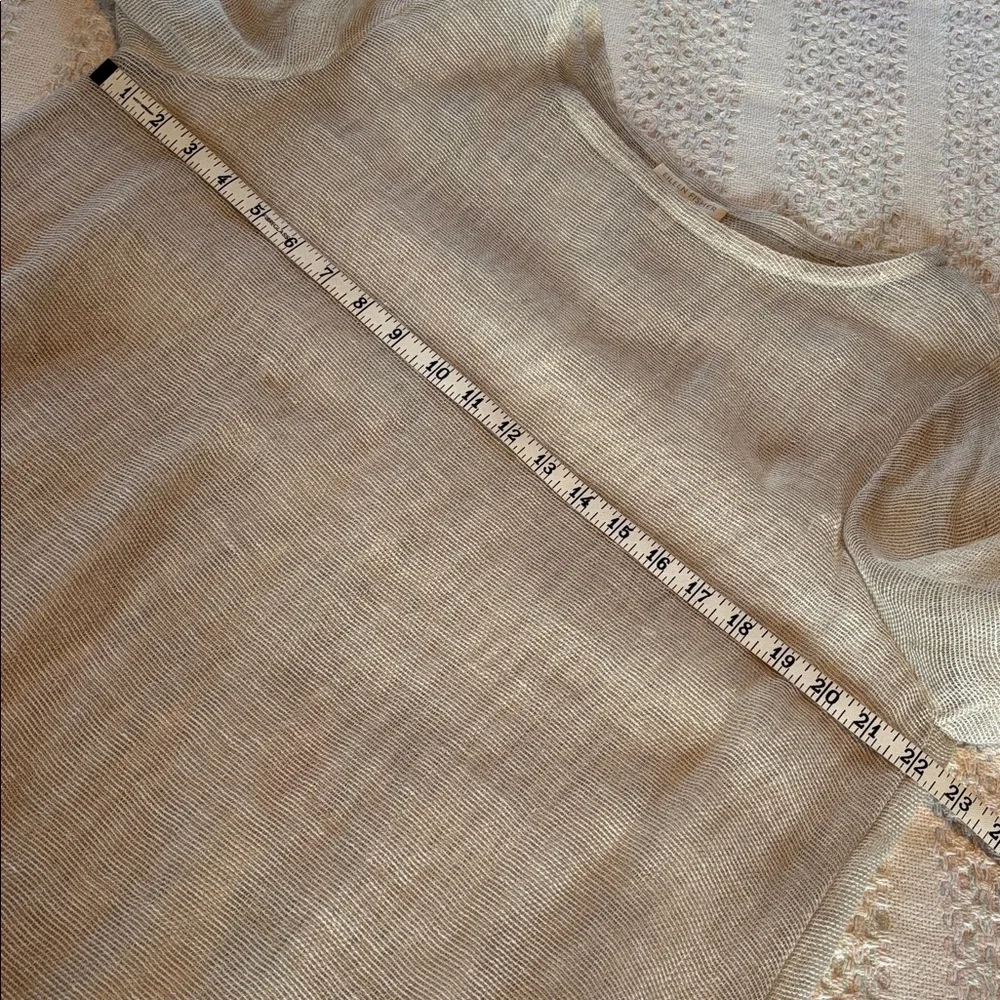 2 Eileen Fisher mesh organic linen tunic tops * tan and light blue * sz LG - Picture 10 of 13